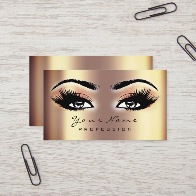 Makeup Eyebrow Eyes Lashes Glitzer WELLNESS-CENTER Visitenkarte (Vorderseite/Rückseite Beispiel)