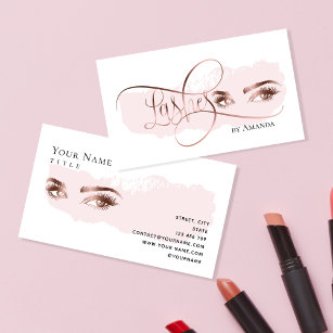 Makeup Eyebrow Eyes Lashes Rose Gold Business Card Telefonnummerkarte