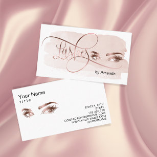 Makeup Eyebrow Eyes Lashes Rose Gold Business Card Telefonnummerkarte