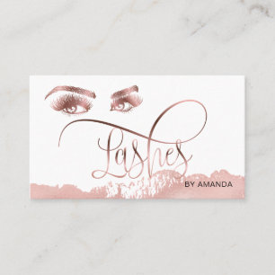 Makeup Eyebrow Eyes Lashes Rose Gold Business Card Visitenkarte