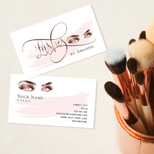 Makeup Eyebrow Eyes Lashes Rose Gold Business Card Visitenkarte
