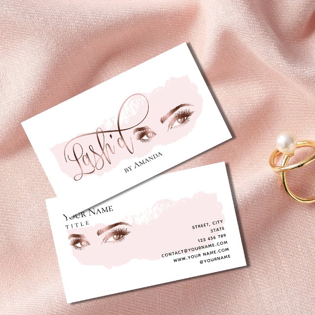 Makeup Eyebrow Eyes Lashes Rose Gold Lash'd Telefonnummerkarte (Von Creator hochgeladen)