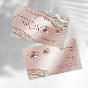 Makeup Eyebrow Eyes Lashes Rose Gold Marmor Busine Visitenkarte