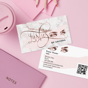 Makeup Eyebrow Eyes Lashes Rose Gold QR Code Visitenkarte