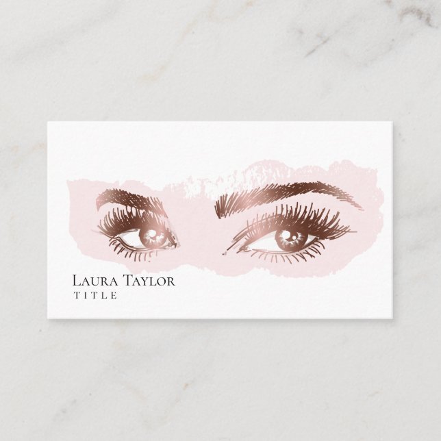 Makeup Eyebrow Eyes Lashes Rose Gold Visitenkarte (Vorderseite)