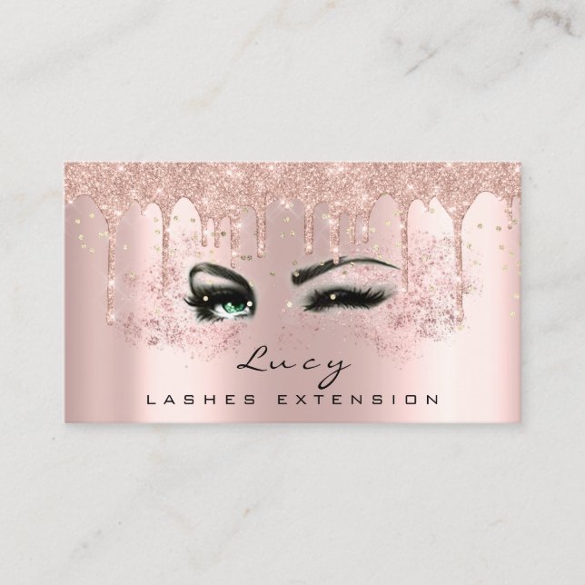 Makeup Eyebrow Hair Green Eyelashes Tropfen Visitenkarte (Vorderseite)