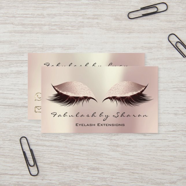Makeup Eyebrow Lash Extension Eyes Rosen Blush Visitenkarte (Vorderseite/Rückseite Beispiel)