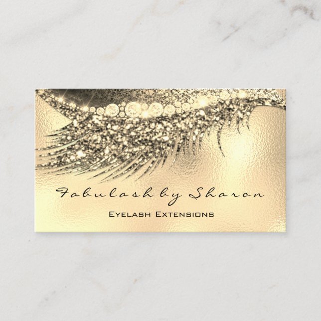 Makeup Eyebrow Lash Extension Glitzer Lux Gold Visitenkarte (Vorderseite)