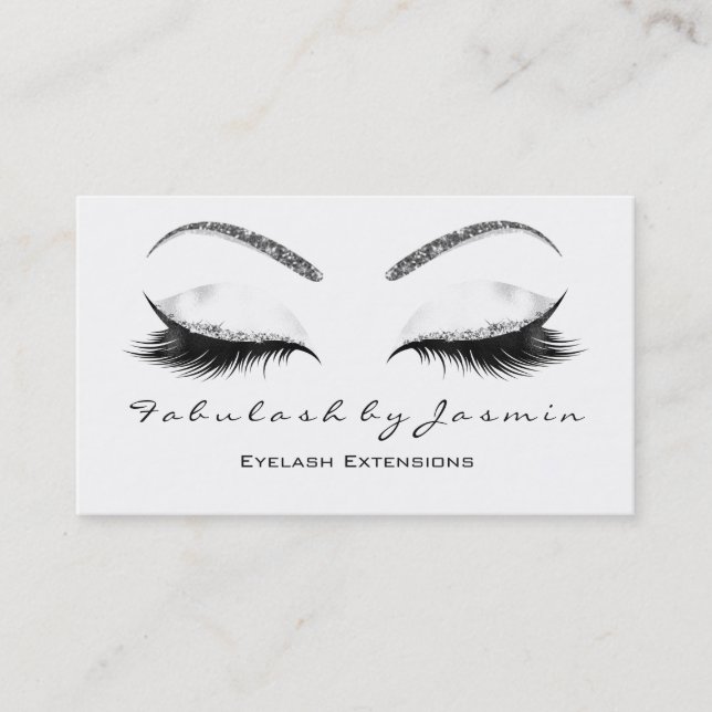 Makeup Eyebrow Lashes Augenbrauen Glitzer Weiß Sil Visitenkarte (Vorderseite)
