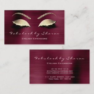 Makeup Eyebrow Lashes Glitzer Crystal Burgundy Lux Visitenkarte
