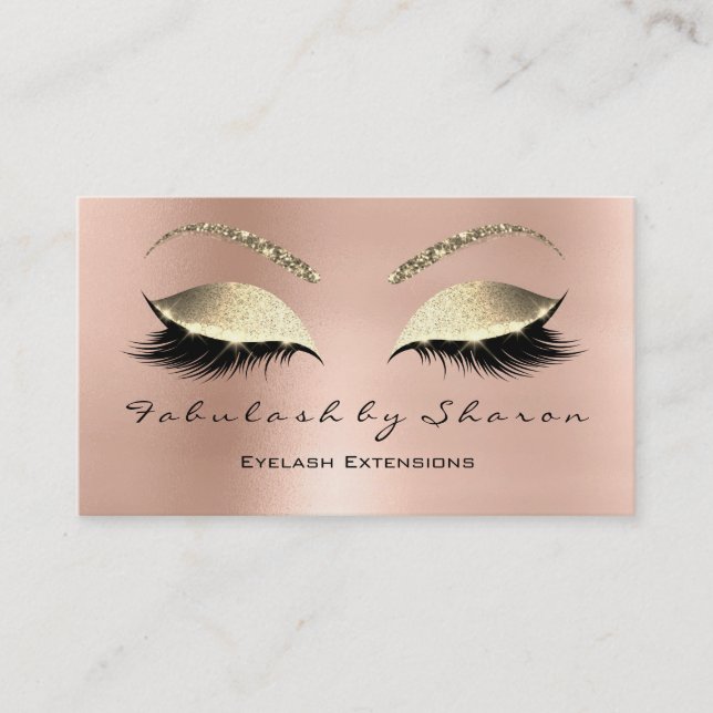 Makeup Eyebrow Lashes Glitzer Diamond Pink Luxury Visitenkarte (Vorderseite)