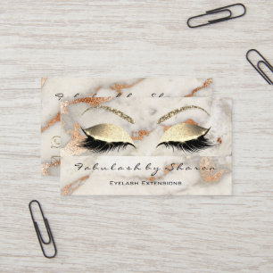 Makeup Eyebrow Lashes Glitzer Kupfer Gold Marmor Visitenkarte