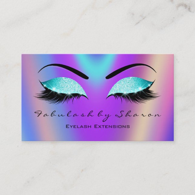 Makeup Eyebrow Lashes Glitzer Skinny Blue Lila Visitenkarte (Vorderseite)
