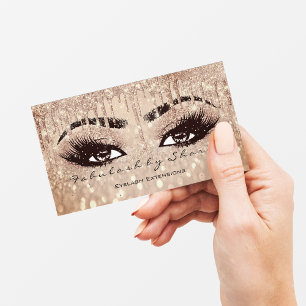 Makeup Eyebrow Lashes Glitzer Tropfen Gold ConfetR Visitenkarte