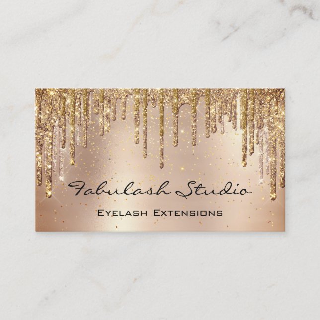 Makeup Eyebrow Lashes Glitzer Tropfen Gold Spark Visitenkarte (Vorderseite)