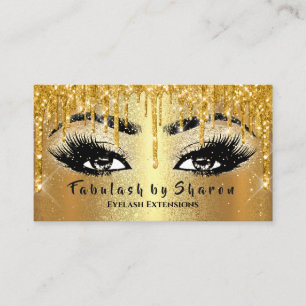 Makeup Eyebrow Lashes Glitzer Tropfen VIP Gold Visitenkarte