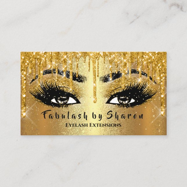 Makeup Eyebrow Lashes Glitzer Tropfen VIP Golden Visitenkarte (Vorderseite)