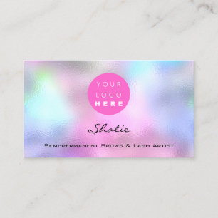 Makeup-Eyebrow-Logo Lash Holografisches Rosa Visitenkarte