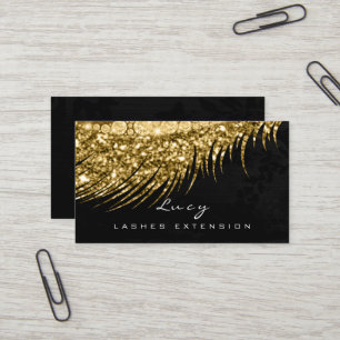 Makeup Eyebrow Name Lash Glitzer Metal Black Gold Visitenkarte