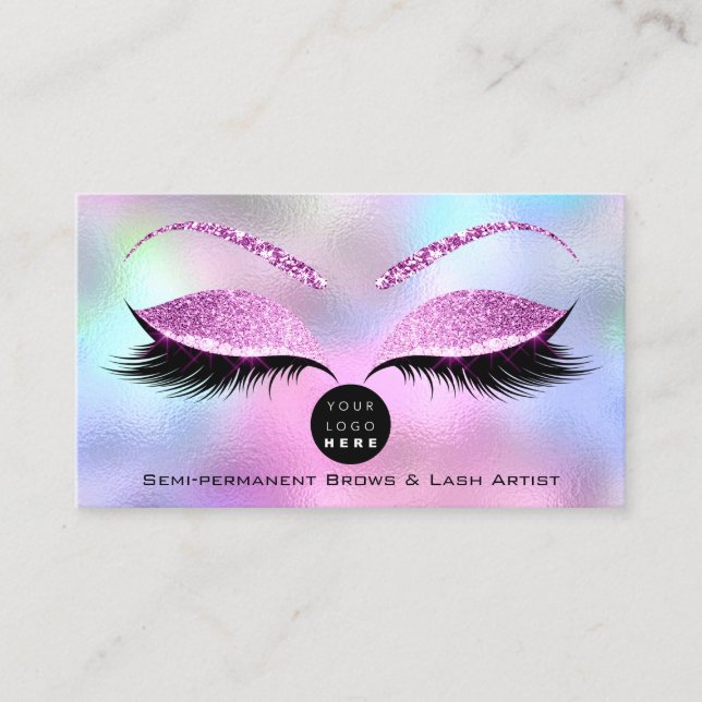 Makeup Eyebrow Name Lash Glitzer Pink Logo Visitenkarte (Vorderseite)