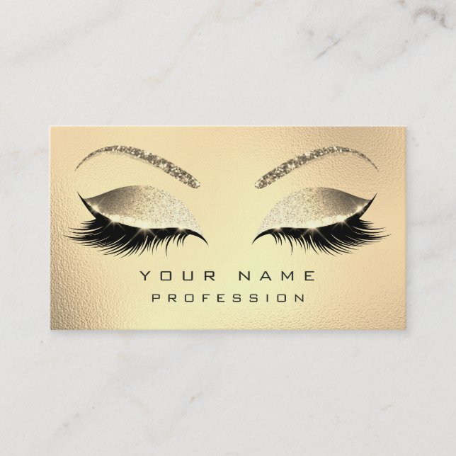 Makeup Eyebrows Lashes Glitzer Diamond Gold Glam1 Visitenkarte (Vorderseite)