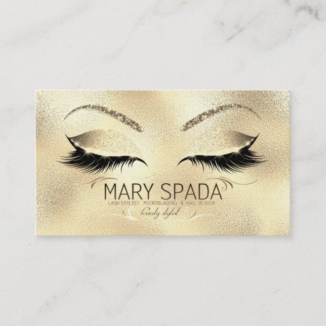 Makeup Eyebrows Lashes Glitzer Diamond Gold Mary1 Visitenkarte (Vorderseite)