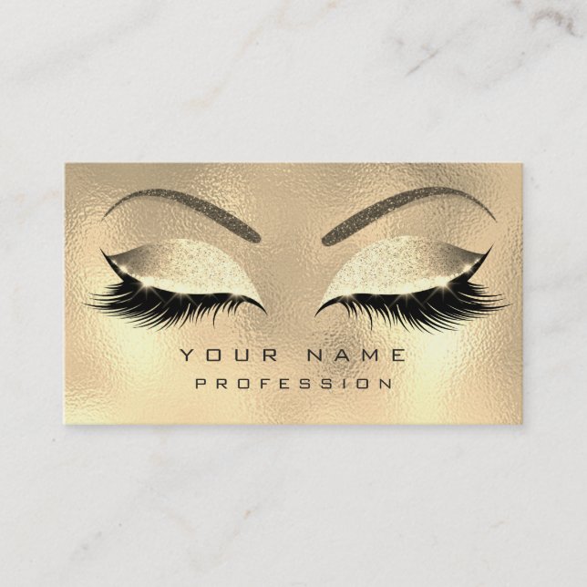 Makeup Eyebrows Lashes Glitzer Diamond Gold Sepia Visitenkarte (Vorderseite)