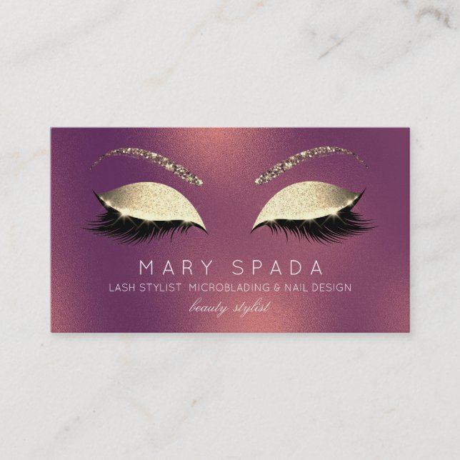 Makeup Eyebrows Lashes Glitzer gefroren Visitenkarte (Vorderseite)