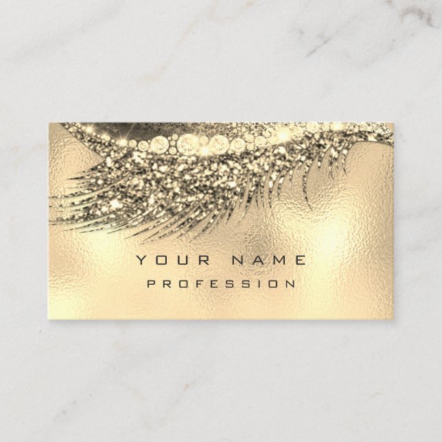 Makeup Eyebrows Lashes Glitzer Metallic Glam Gold Visitenkarte (Vorderseite)