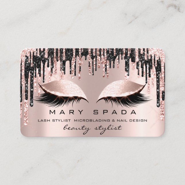 Makeup Eyebrows Lashes Schwarze Tropfen Spark Nail Visitenkarte (Vorderseite)