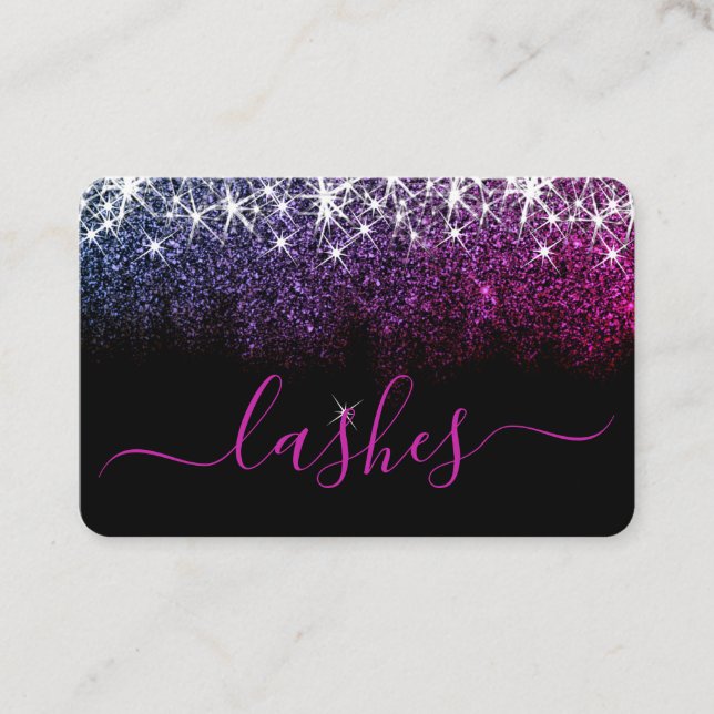 Makeup Eyelash Artis Luminoser Pink Lila Glitzer Visitenkarte (Vorderseite)