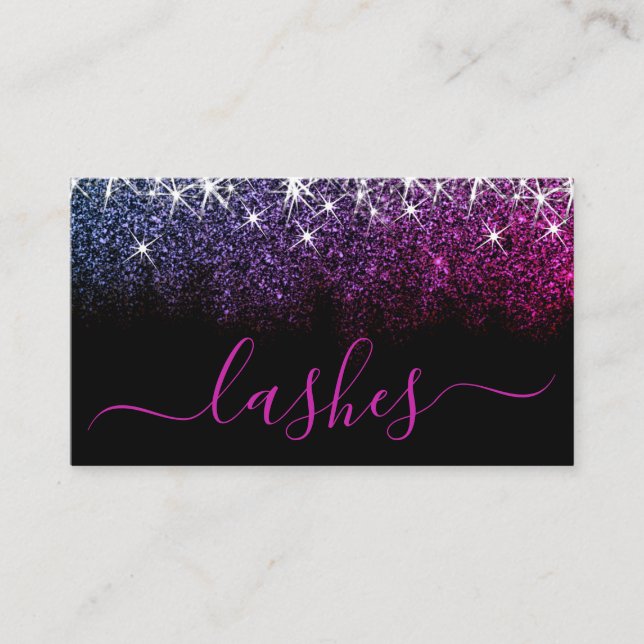 Makeup Eyelash Artis Luminoser Pink Lila Glitzer Visitenkarte (Vorderseite)