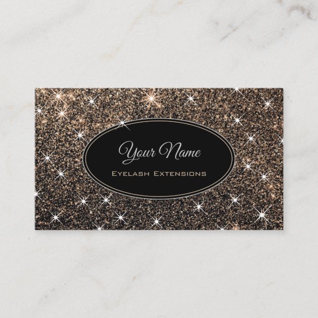 Makeup Eyelash Artist Luminous Gold Glitzer Stars Visitenkarte (Vorderseite)