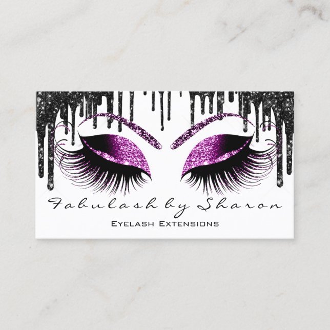 Makeup Eyelash Black Tropfens White Berry Lila Visitenkarte (Vorderseite)