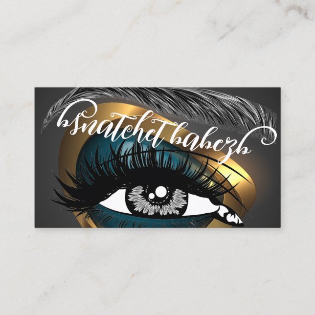 Makeup Eyelash Brows Microblading QR Code Gold Visitenkarte (Vorderseite)