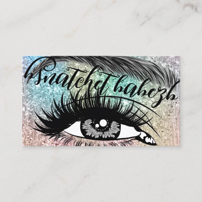 Makeup Eyelash Brows QRCode Logo Glitzer Visitenkarte (Vorderseite)