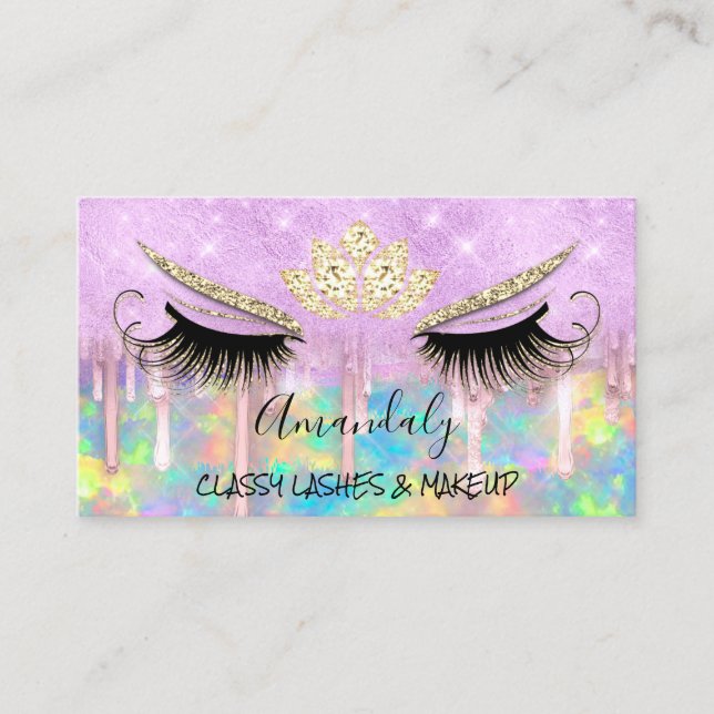 Makeup Eyelash Microblade Tropfen Lotus Lila Busin Visitenkarte (Vorderseite)