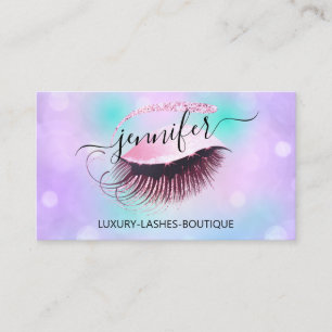 Makeup Eyelash QR Code Holograph Violet Visitenkarte