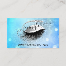 Makeup Eyelash QR Code Logo Glitzer Blau Silber Visitenkarte