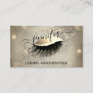 Makeup Eyelash QR Code Logo Glitzer Lash Gold Visitenkarte