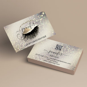 Makeup Eyelash QR Code Logo Glitzer Lux Gold Visitenkarte