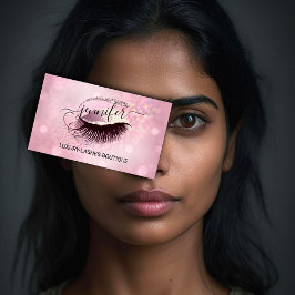 Makeup Eyelash QR-Code Logo Glitzer Rosa Rose Glam Visitenkarte