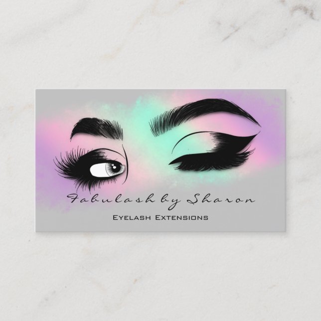 Makeup Eyelash QR CODE Logo Microblading Brow Pink Visitenkarte (Vorderseite)
