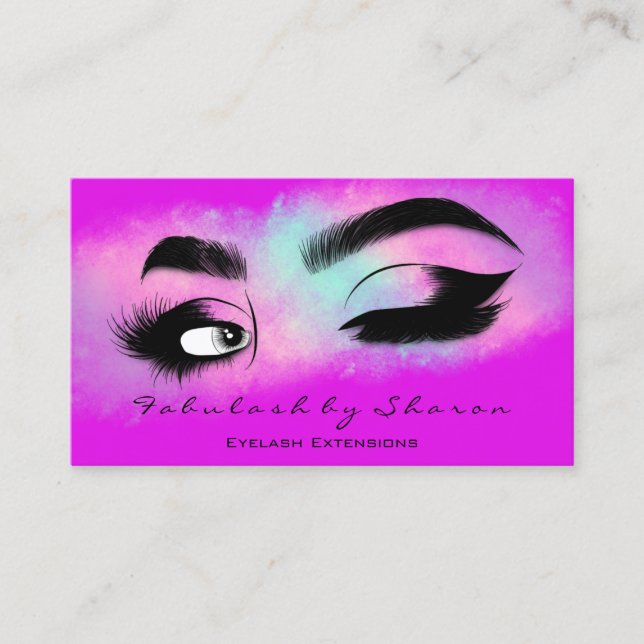 Makeup Eyelash QR CODE Logo Microblading Brow Pink Visitenkarte (Vorderseite)