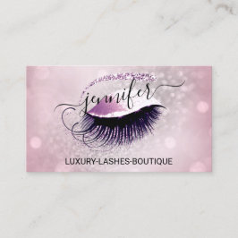 Makeup Eyelash QR-Logo Glitzer Rosa Grau Visitenkarte