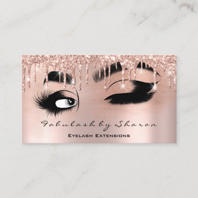 Makeup Eyelash QRCODE Micorblade Rose Tropfen Visitenkarte (Vorderseite)