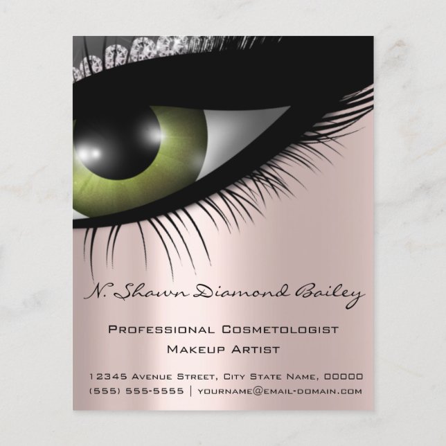 Makeup Eyelashes Schönheitssalon Grüne Augen Silbe Flyer (Hinten)