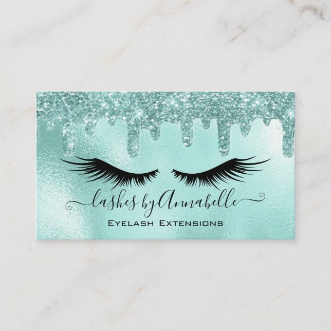 Makeup EyeLashes Sparkle Glitzer Tropfen Aqua Visitenkarte (Vorderseite)