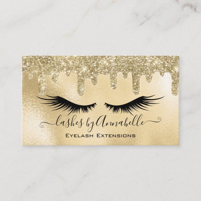 Makeup EyeLashes Sparkle Glitzer Tropfen Blush Gol Visitenkarte (Vorderseite)