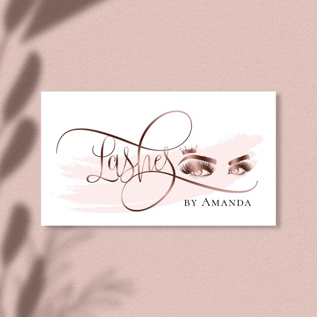 Makeup Eyes Crown Lashes Rose Gold Business Card Visitenkarte (Von Creator hochgeladen)
